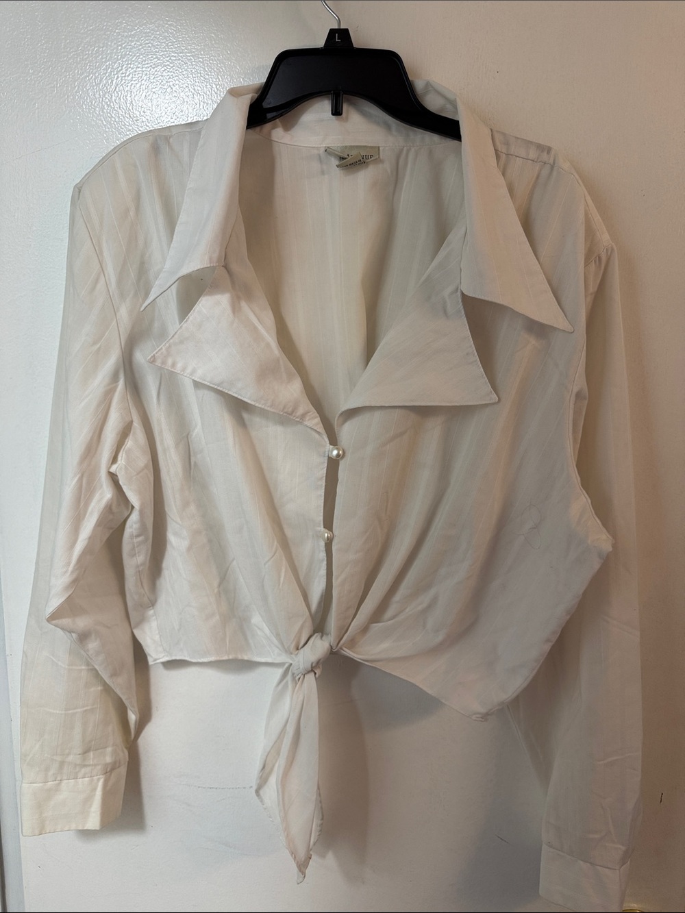 Avenue Cream Tie-Front Button Down Shirt